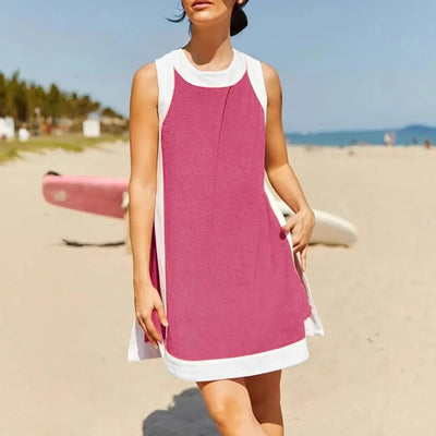 Women's Casual Color Block Sleeveless Tops Matching Shorts with Pockets